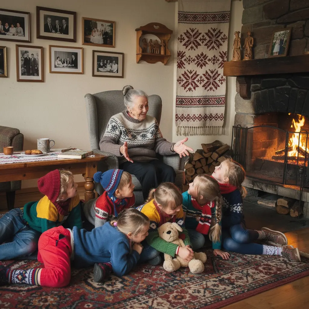 Bērni mācās spēlējot izglītojošas spēles ģimenes lokā.